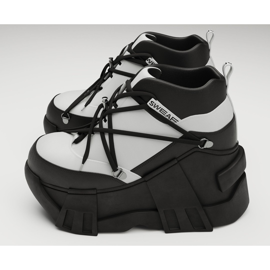 Black Sneakers 3D Model – Low Poly Game Ready Footwear, FBX, OBJ - View 5
