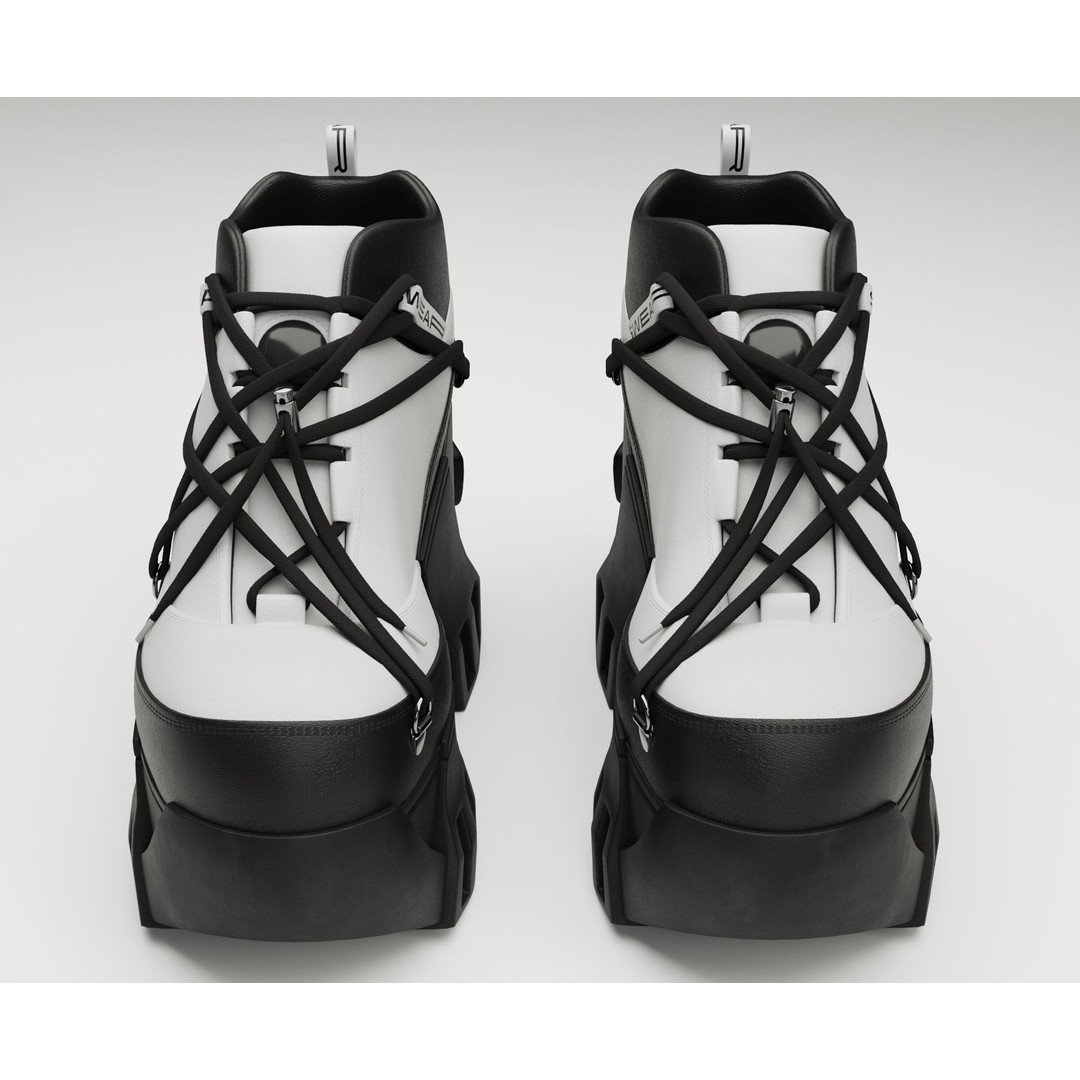 Black Sneakers 3D Model – Low Poly Game Ready Footwear, FBX, OBJ - View 6
