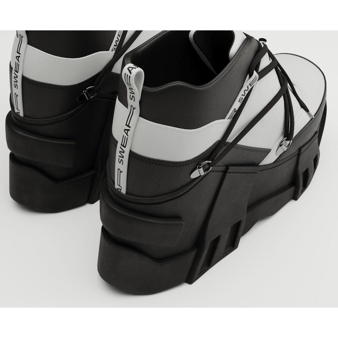 Black Sneakers 3D Model – Low Poly Game Ready Footwear, FBX, OBJ - View 9