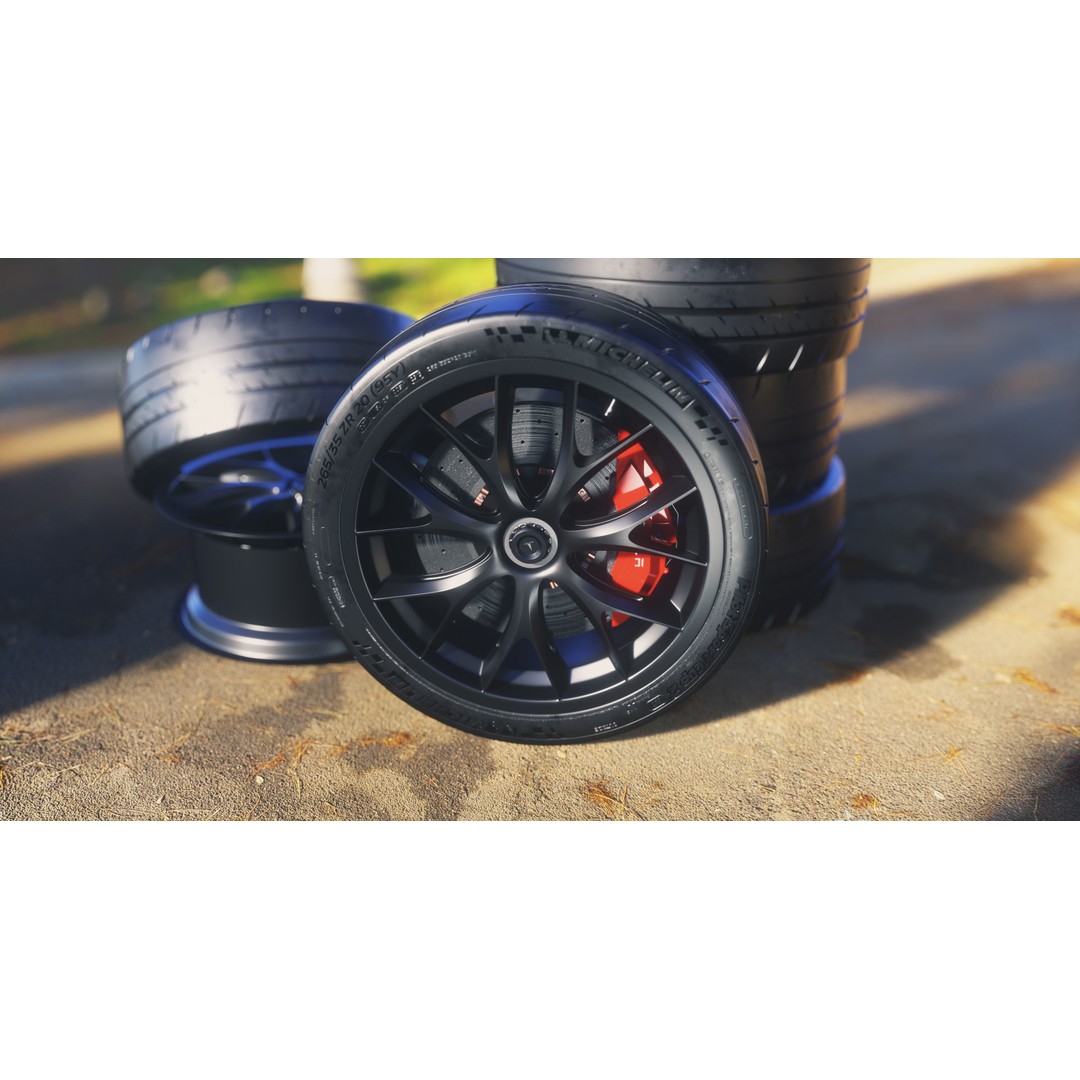 Tesla Roadster 3D Model – Low Poly Sport Car Wheels with PBR Textures - View 11