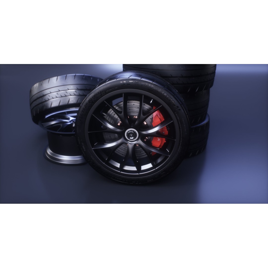Tesla Roadster 3D Model – Low Poly Sport Car Wheels with PBR Textures - View 12