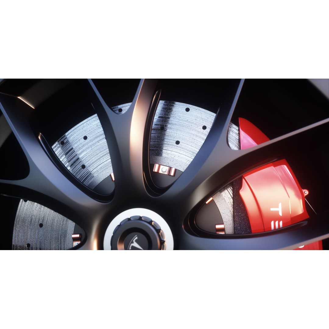 Tesla Roadster 3D Model – Low Poly Sport Car Wheels with PBR Textures - View 16