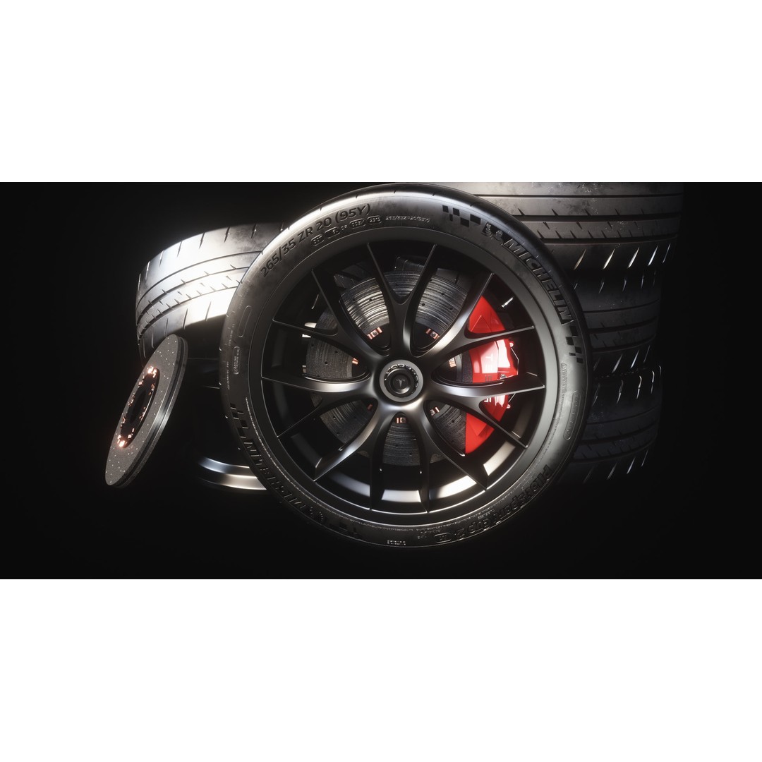 Tesla Roadster 3D Model – Low Poly Sport Car Wheels with PBR Textures - View 23