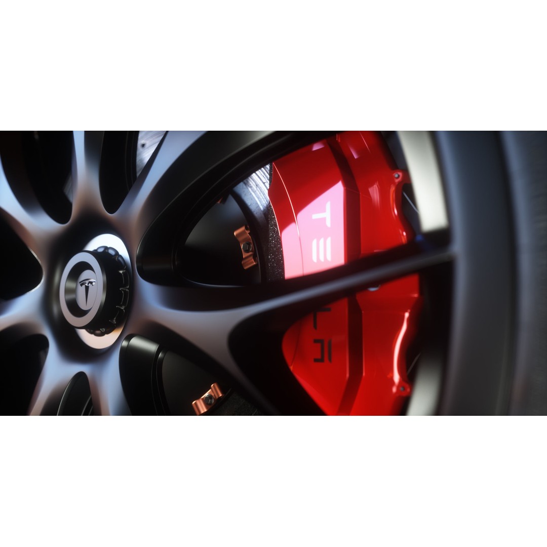 Tesla Roadster 3D Model – Low Poly Sport Car Wheels with PBR Textures - View 3