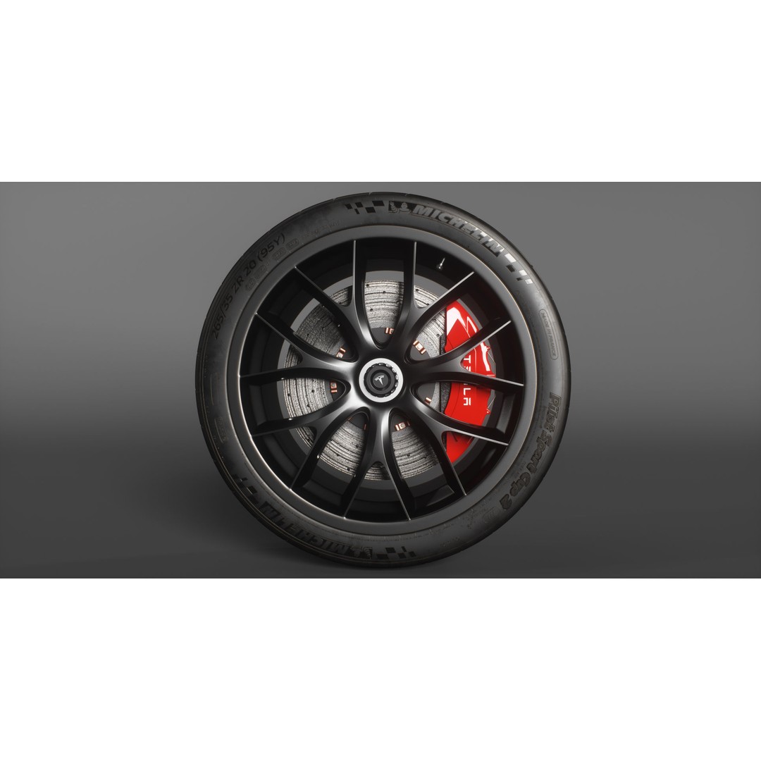 Tesla Roadster 3D Model – Low Poly Sport Car Wheels with PBR Textures - View 4