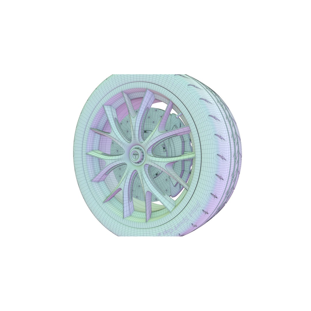 Tesla Roadster 3D Model – Low Poly Sport Car Wheels with PBR Textures - View 9