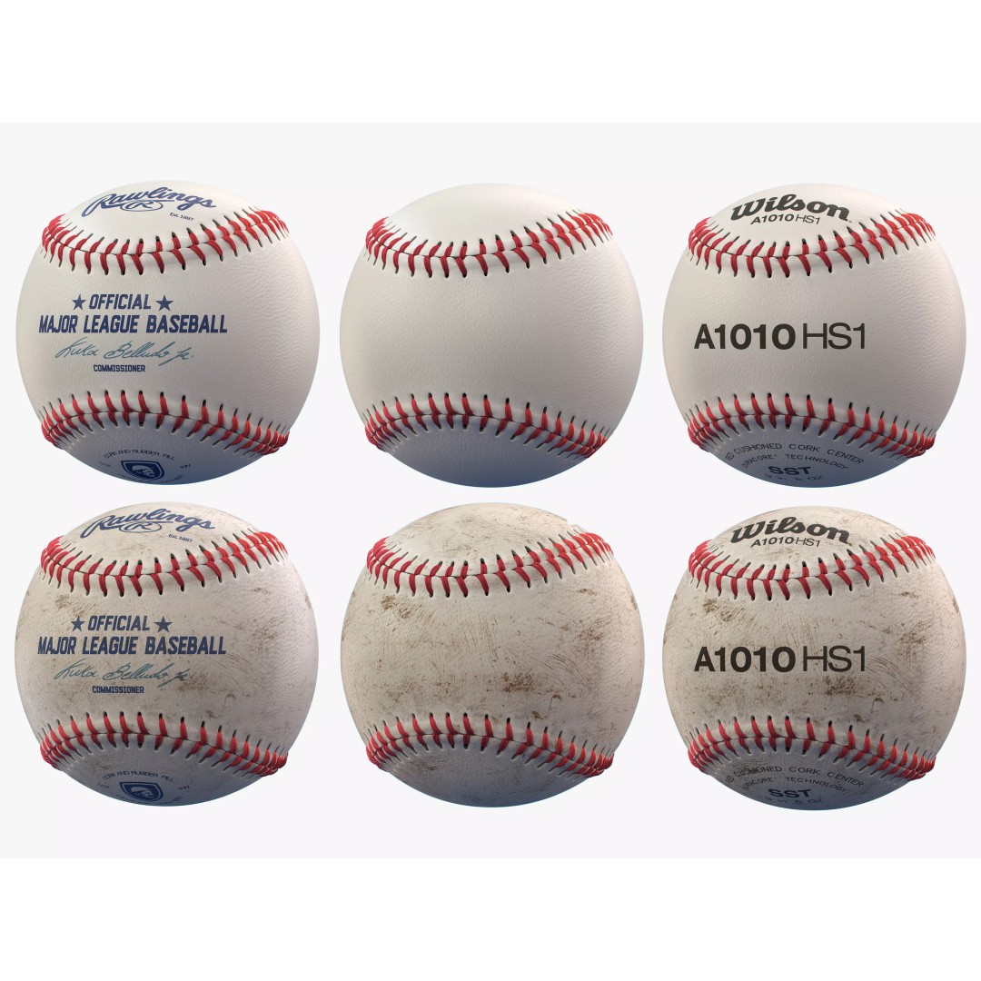 Baseball Ball 3D Model – High Precision PBR Asset, FBX, OBJ - View 2