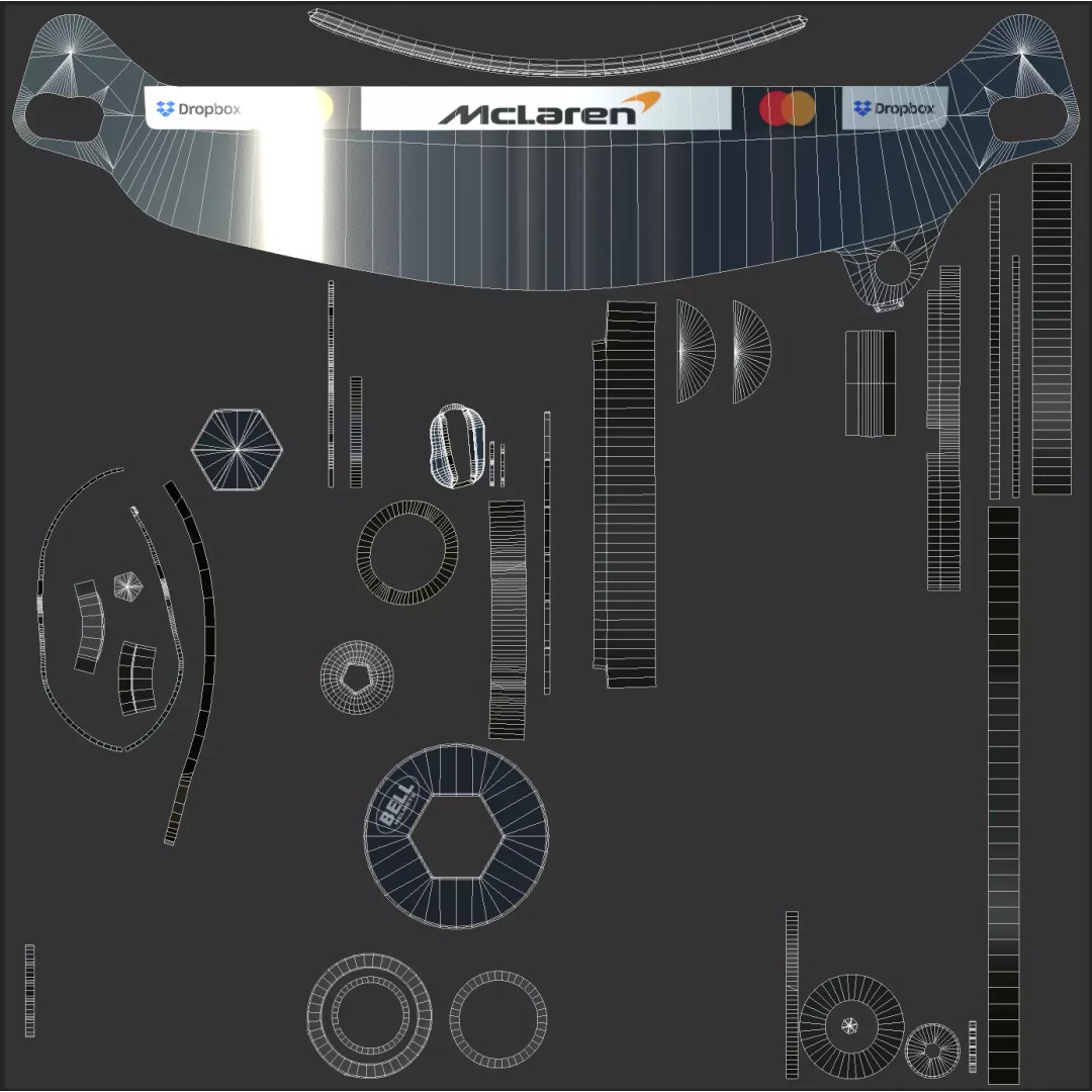 Lando Norris Helmet 3D Model – High Detail PBR Asset for Games, FBX, OBJ