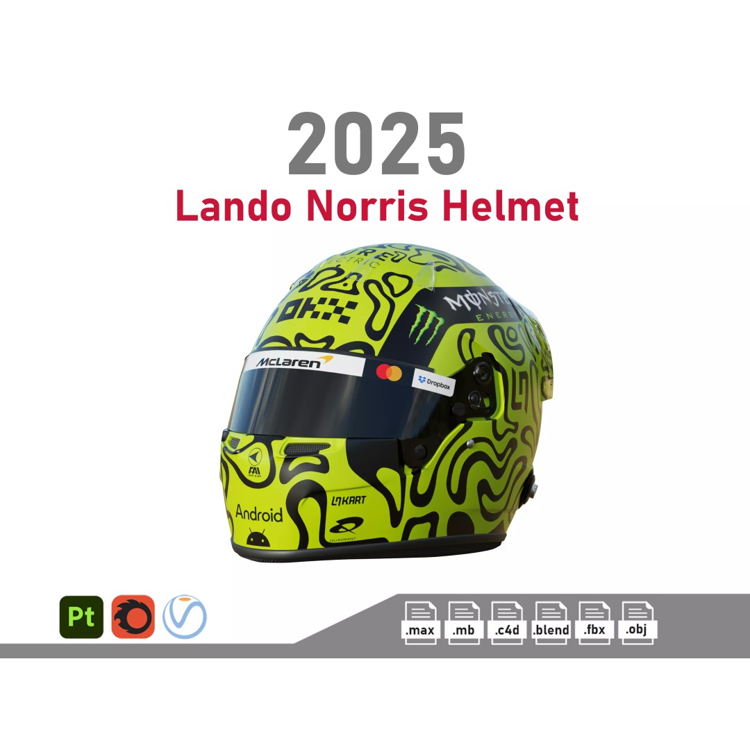 Lando Norris Helmet 3D Model – High Detail PBR Asset for Games, FBX, OBJ - View 2