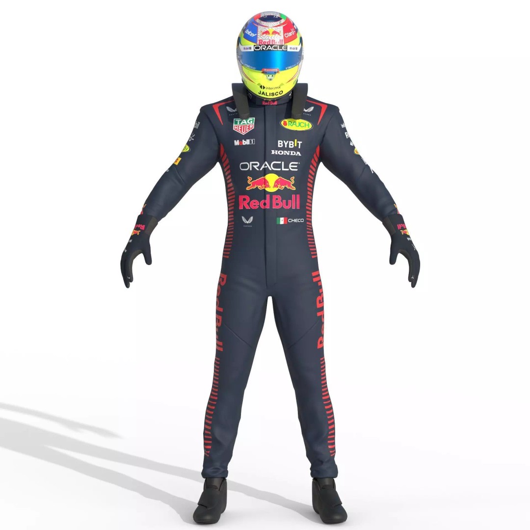 F1 Red Bull Suit 2023 3D Model – High Detail Game-Ready Asset, FBX, OBJ - View 13