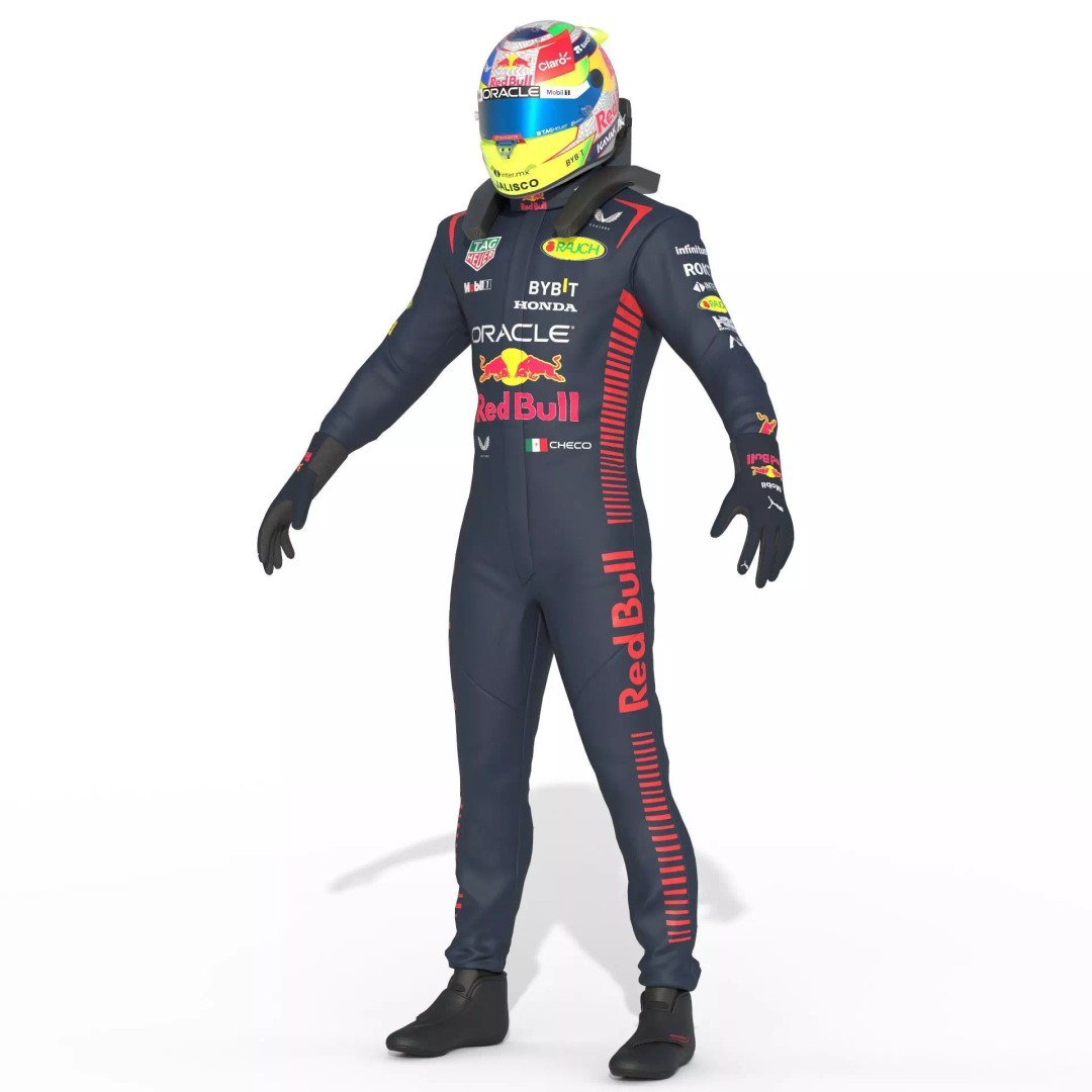 F1 Red Bull Suit 2023 3D Model – High Detail Game-Ready Asset, FBX, OBJ - View 14