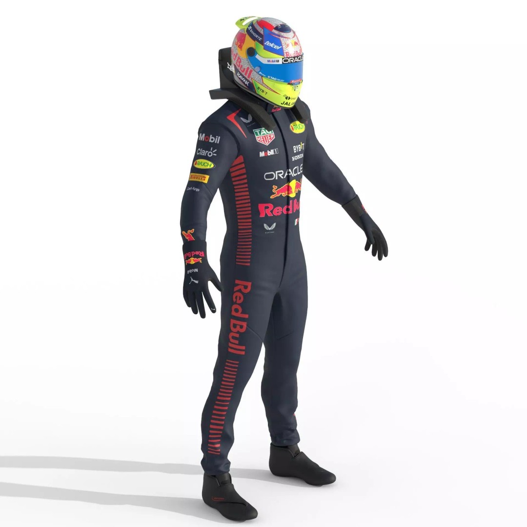 F1 Red Bull Suit 2023 3D Model – High Detail Game-Ready Asset, FBX, OBJ - View 15