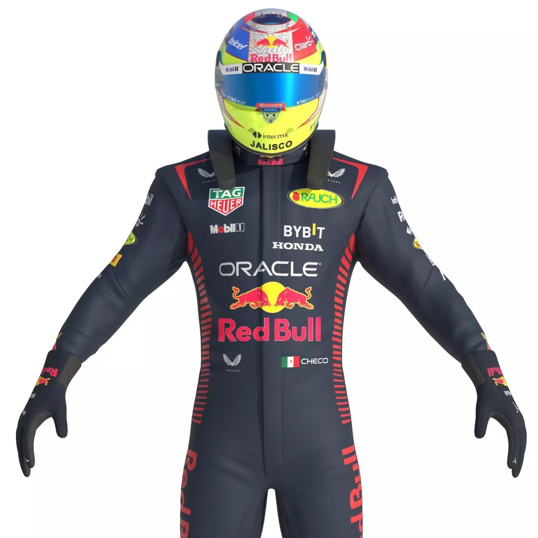 F1 Red Bull Suit 2023 3D Model – High Detail Game-Ready Asset, FBX, OBJ - View 21