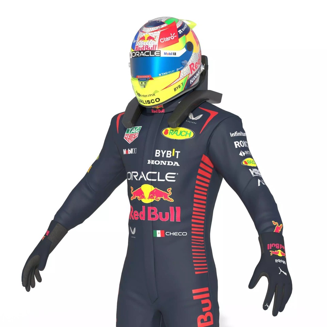 F1 Red Bull Suit 2023 3D Model – High Detail Game-Ready Asset, FBX, OBJ - View 22