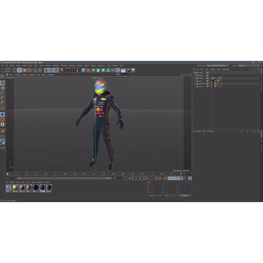 F1 Red Bull Suit 2023 3D Model – High Detail Game-Ready Asset, FBX, OBJ - View 24