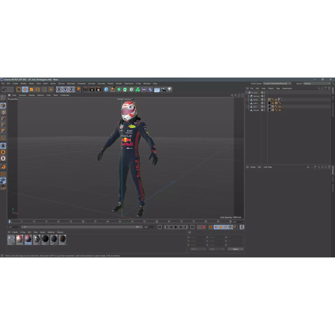 F1 Red Bull Suit 2023 3D Model – High Detail Game-Ready Asset, FBX, OBJ - View 25