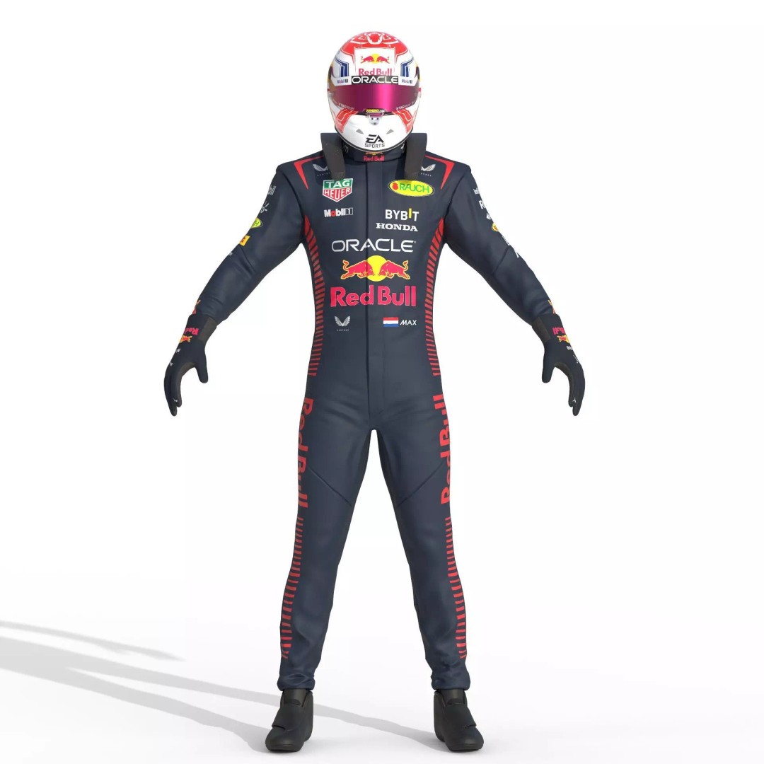 F1 Red Bull Suit 2023 3D Model – High Detail Game-Ready Asset, FBX, OBJ - View 3
