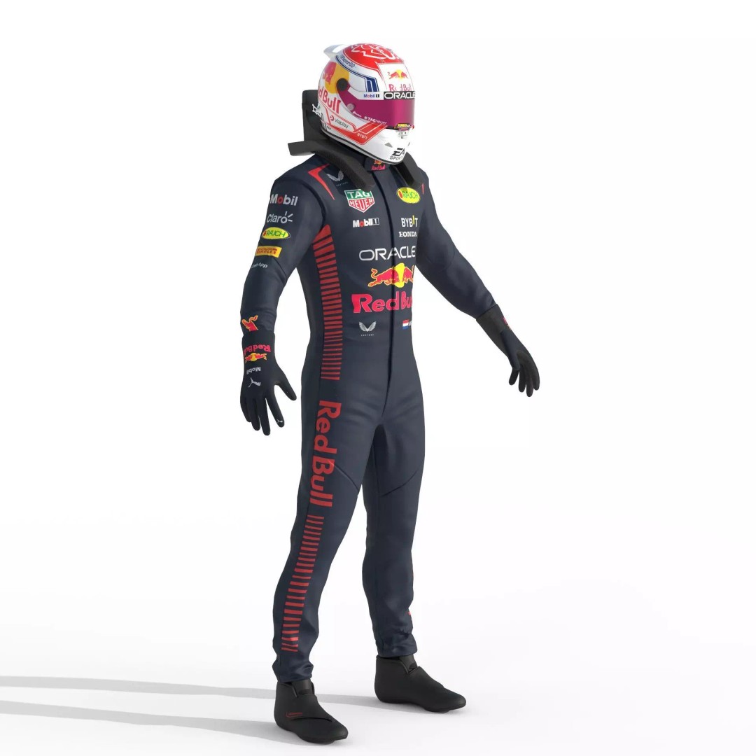 F1 Red Bull Suit 2023 3D Model – High Detail Game-Ready Asset, FBX, OBJ - View 5
