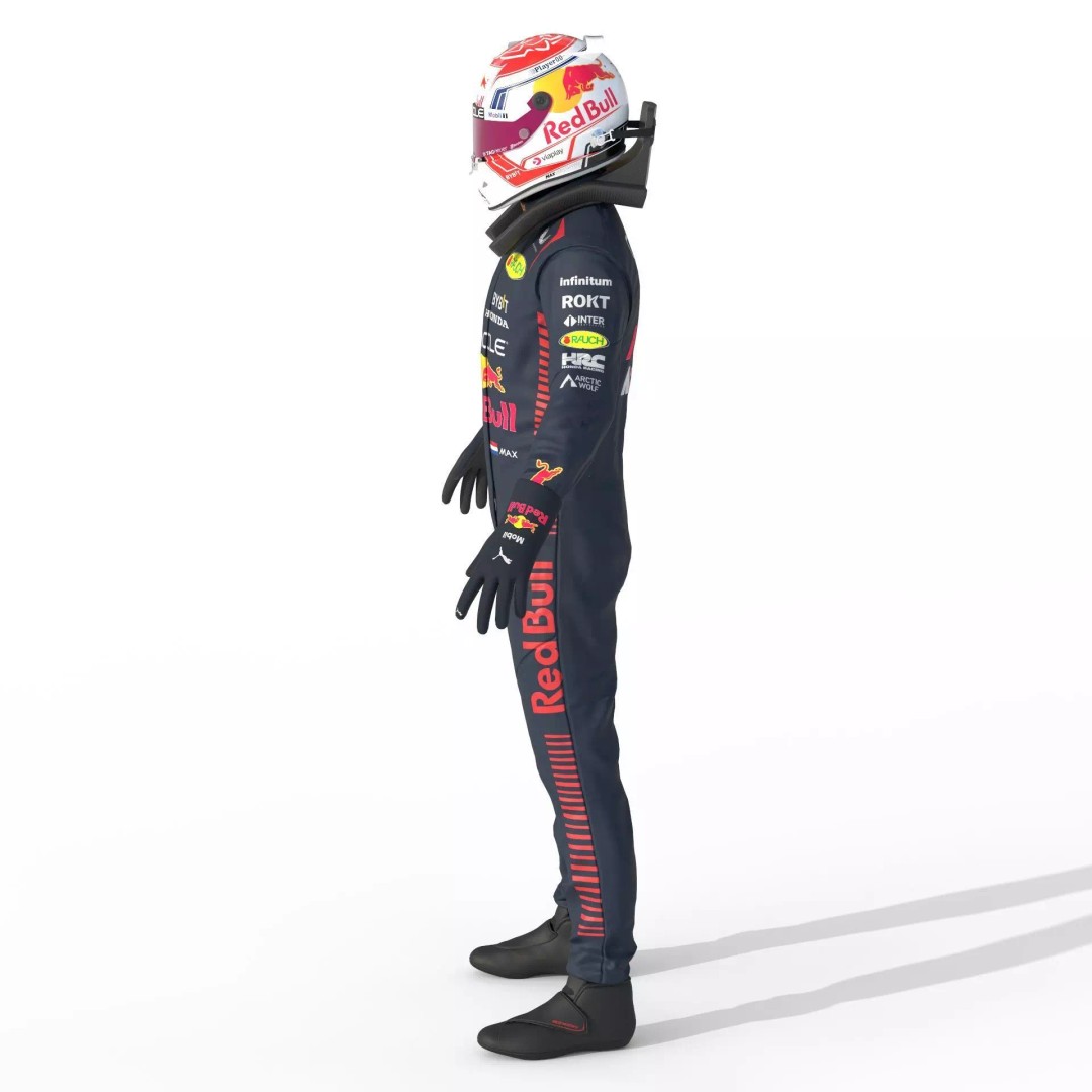 F1 Red Bull Suit 2023 3D Model – High Detail Game-Ready Asset, FBX, OBJ - View 6