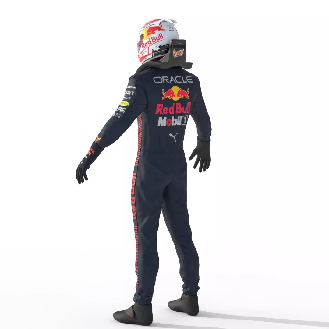 F1 Red Bull Suit 2023 3D Model – High Detail Game-Ready Asset, FBX, OBJ - View 7