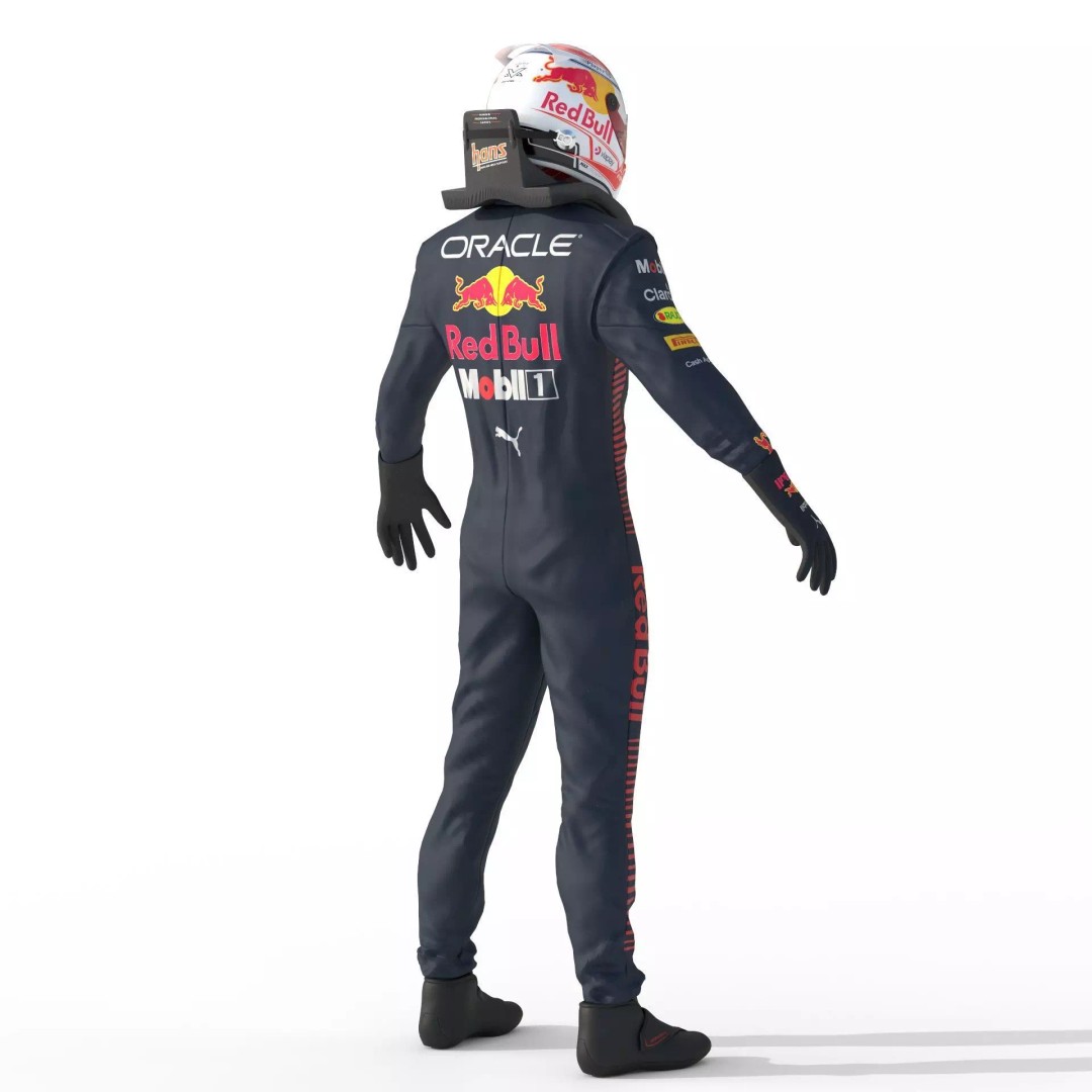 F1 Red Bull Suit 2023 3D Model – High Detail Game-Ready Asset, FBX, OBJ - View 8