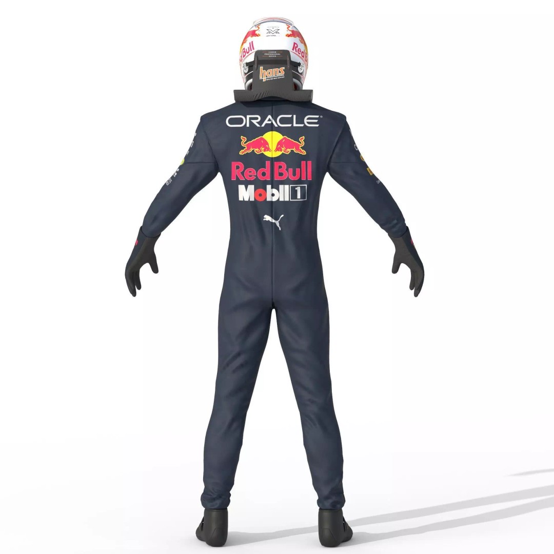 F1 Red Bull Suit 2023 3D Model – High Detail Game-Ready Asset, FBX, OBJ - View 9