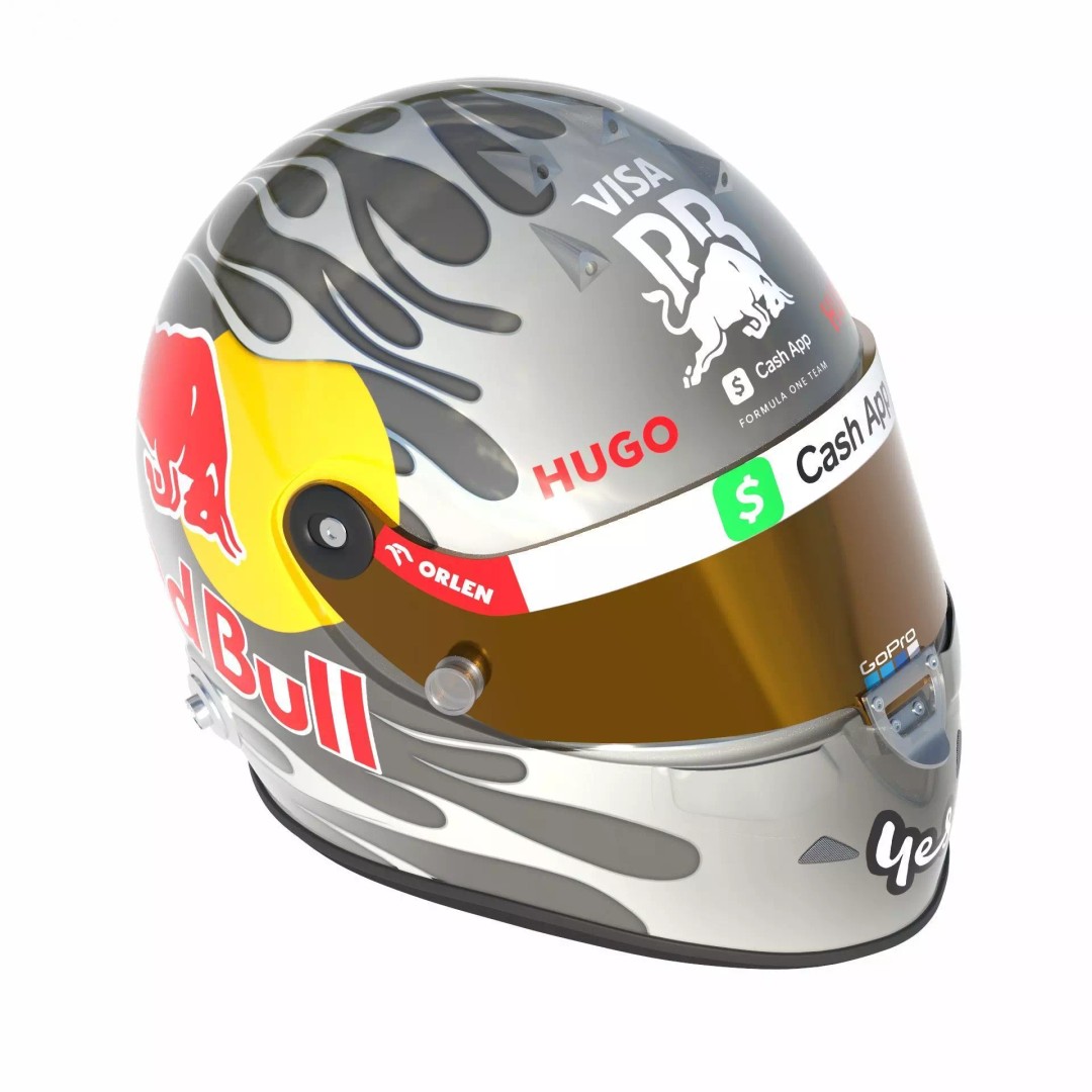 F1 Racing Bulls Helmets 2024 3D Model – High Detail PBR Asset, FBX, OBJ - View 11