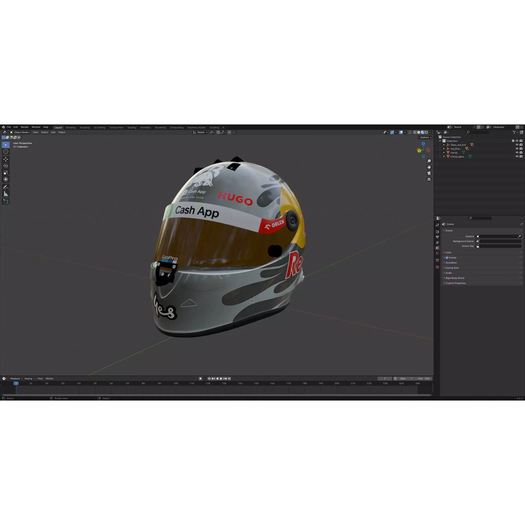 F1 Racing Bulls Helmets 2024 3D Model – High Detail PBR Asset, FBX, OBJ - View 13