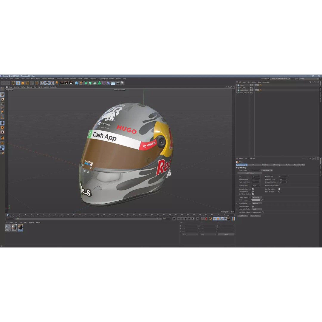 F1 Racing Bulls Helmets 2024 3D Model – High Detail PBR Asset, FBX, OBJ - View 14