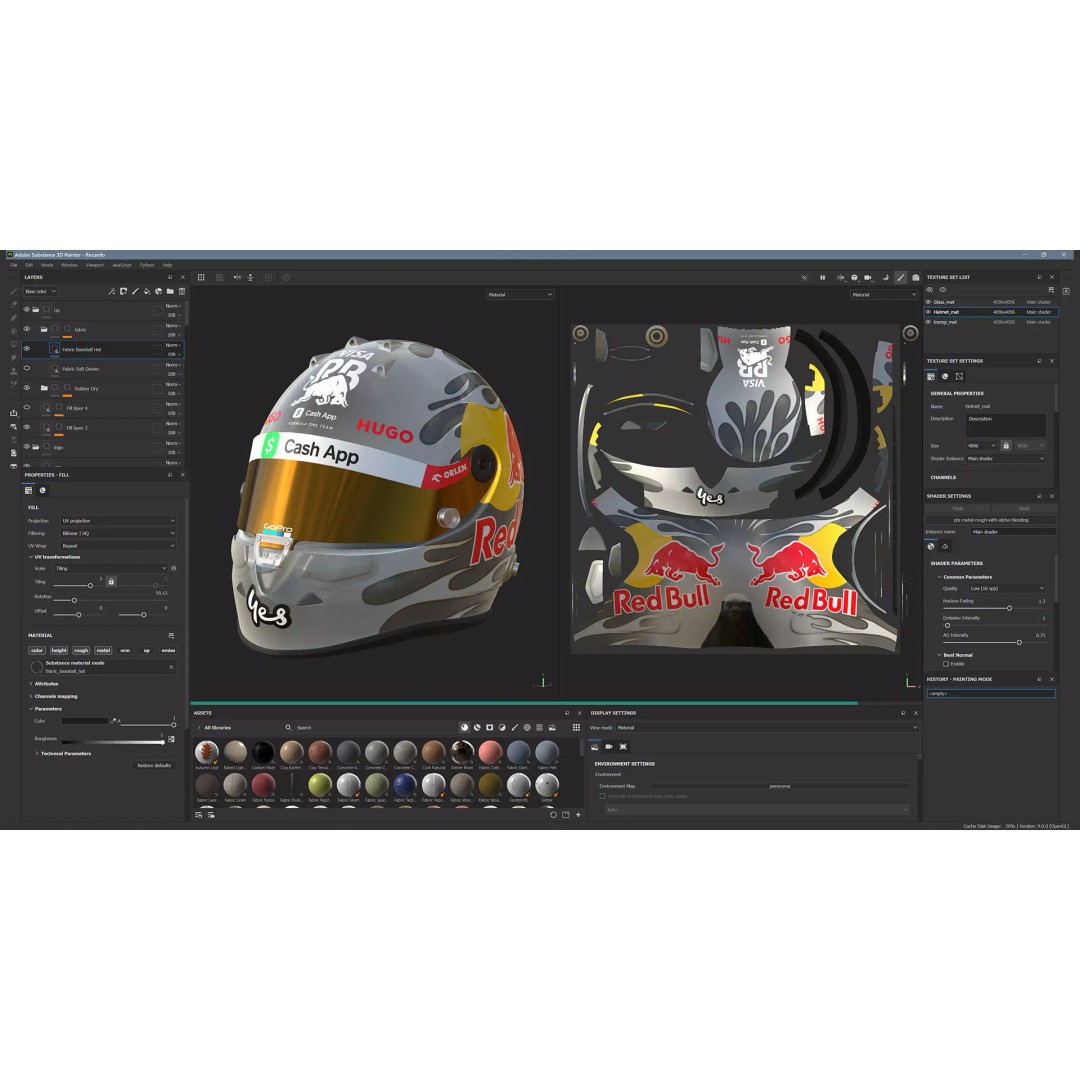 F1 Racing Bulls Helmets 2024 3D Model – High Detail PBR Asset, FBX, OBJ - View 16