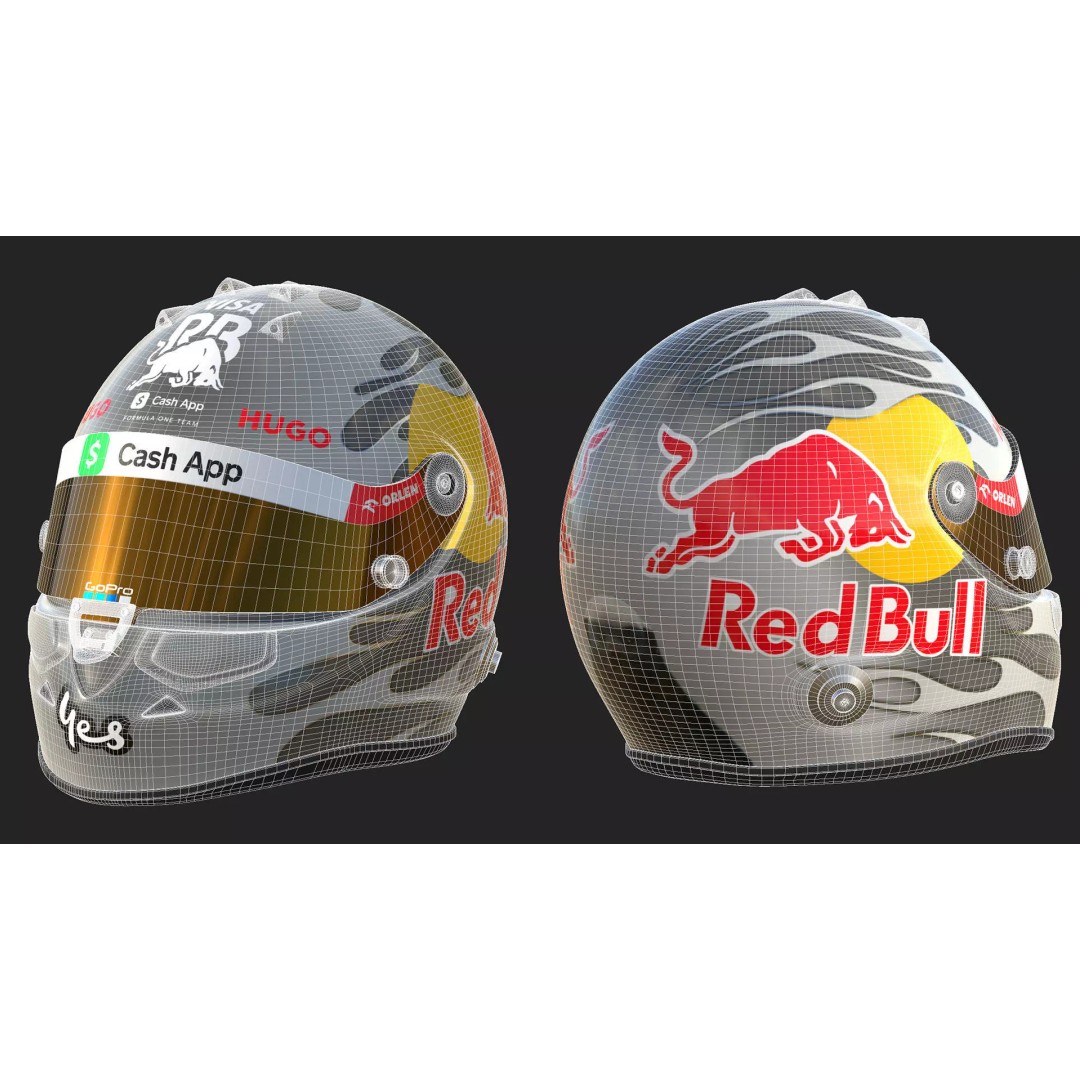 F1 Racing Bulls Helmets 2024 3D Model – High Detail PBR Asset, FBX, OBJ - View 17