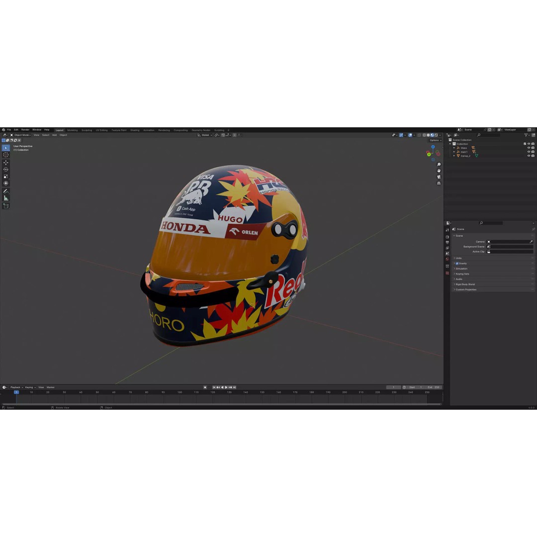 F1 Racing Bulls Helmets 2024 3D Model – High Detail PBR Asset, FBX, OBJ - View 30
