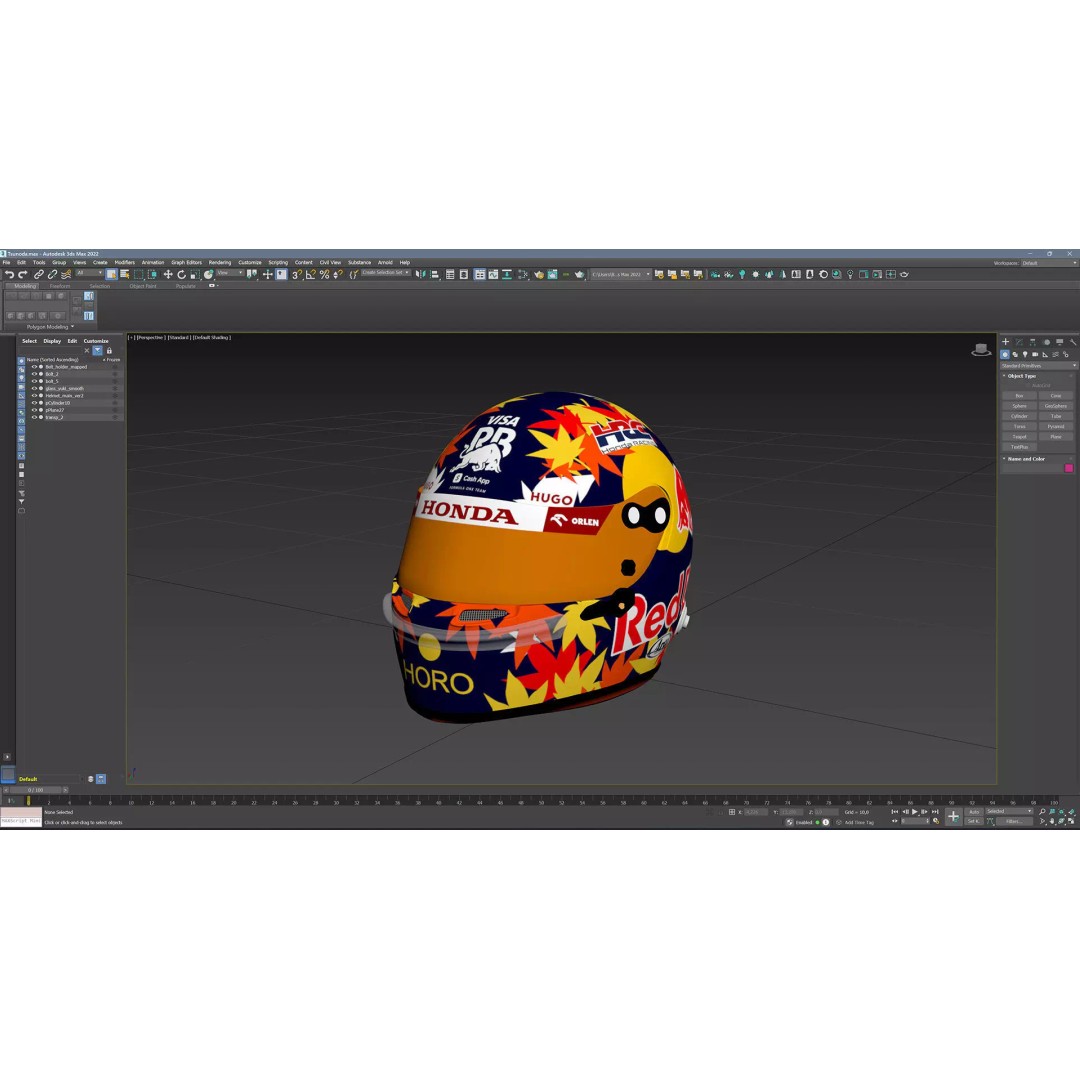 F1 Racing Bulls Helmets 2024 3D Model – High Detail PBR Asset, FBX, OBJ - View 32