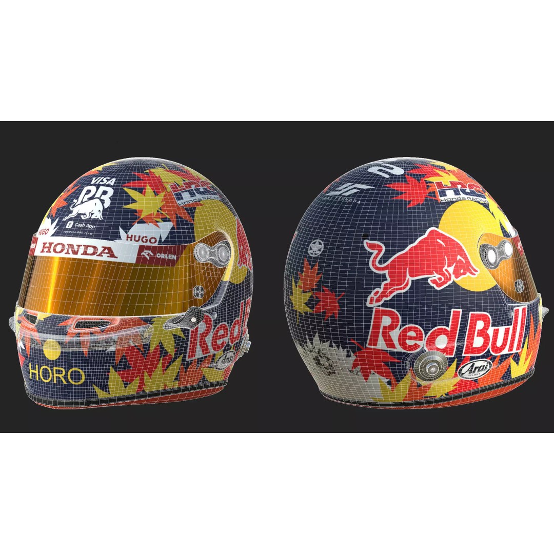 F1 Racing Bulls Helmets 2024 3D Model – High Detail PBR Asset, FBX, OBJ - View 34