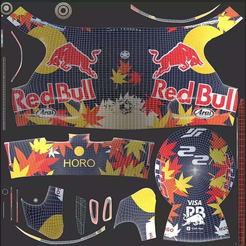 F1 Racing Bulls Helmets 2024 3D Model – High Detail PBR Asset, FBX, OBJ - View 35