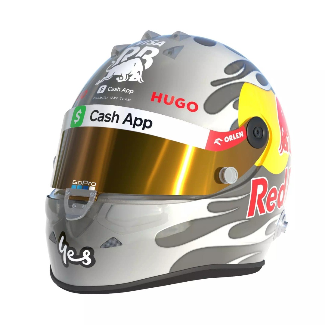 F1 Racing Bulls Helmets 2024 3D Model – High Detail PBR Asset, FBX, OBJ - View 4