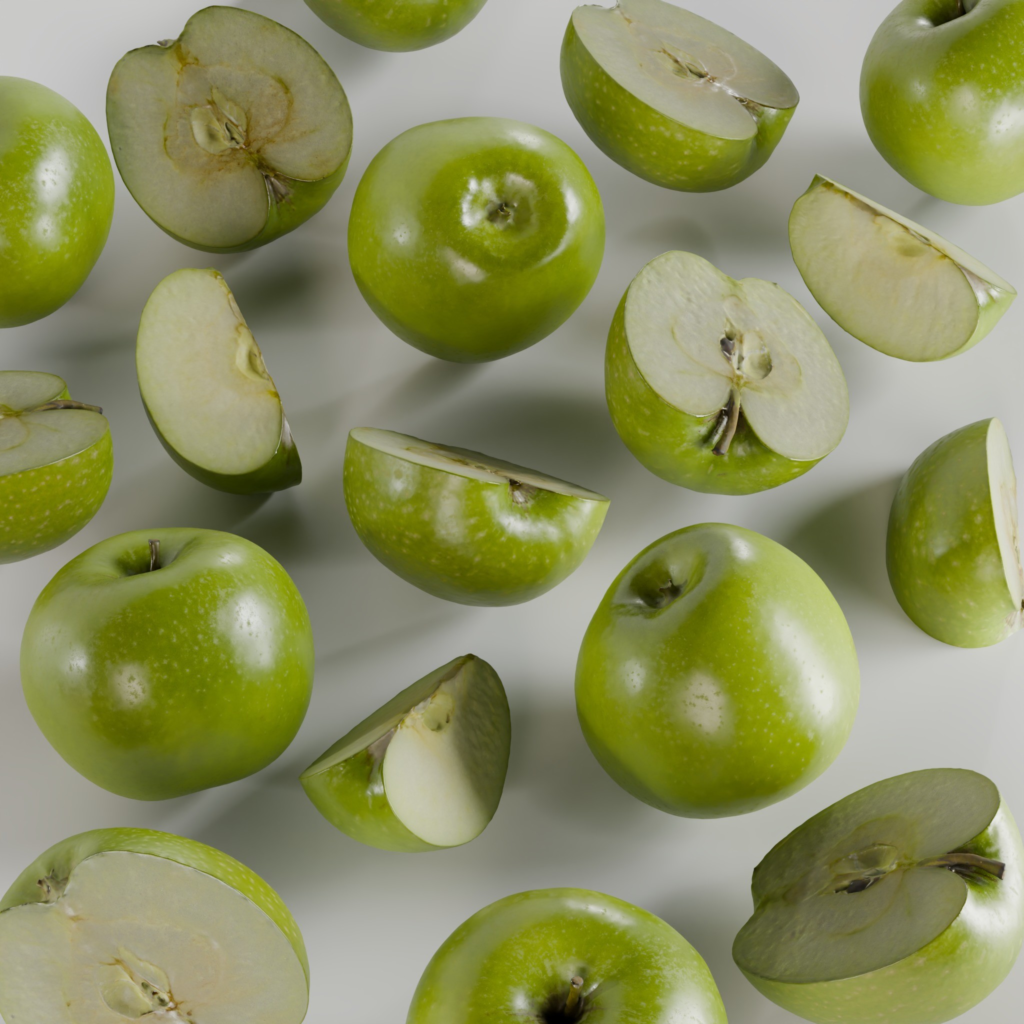 Green Apple - Low-Poly Game-Ready 3D Model - View 4