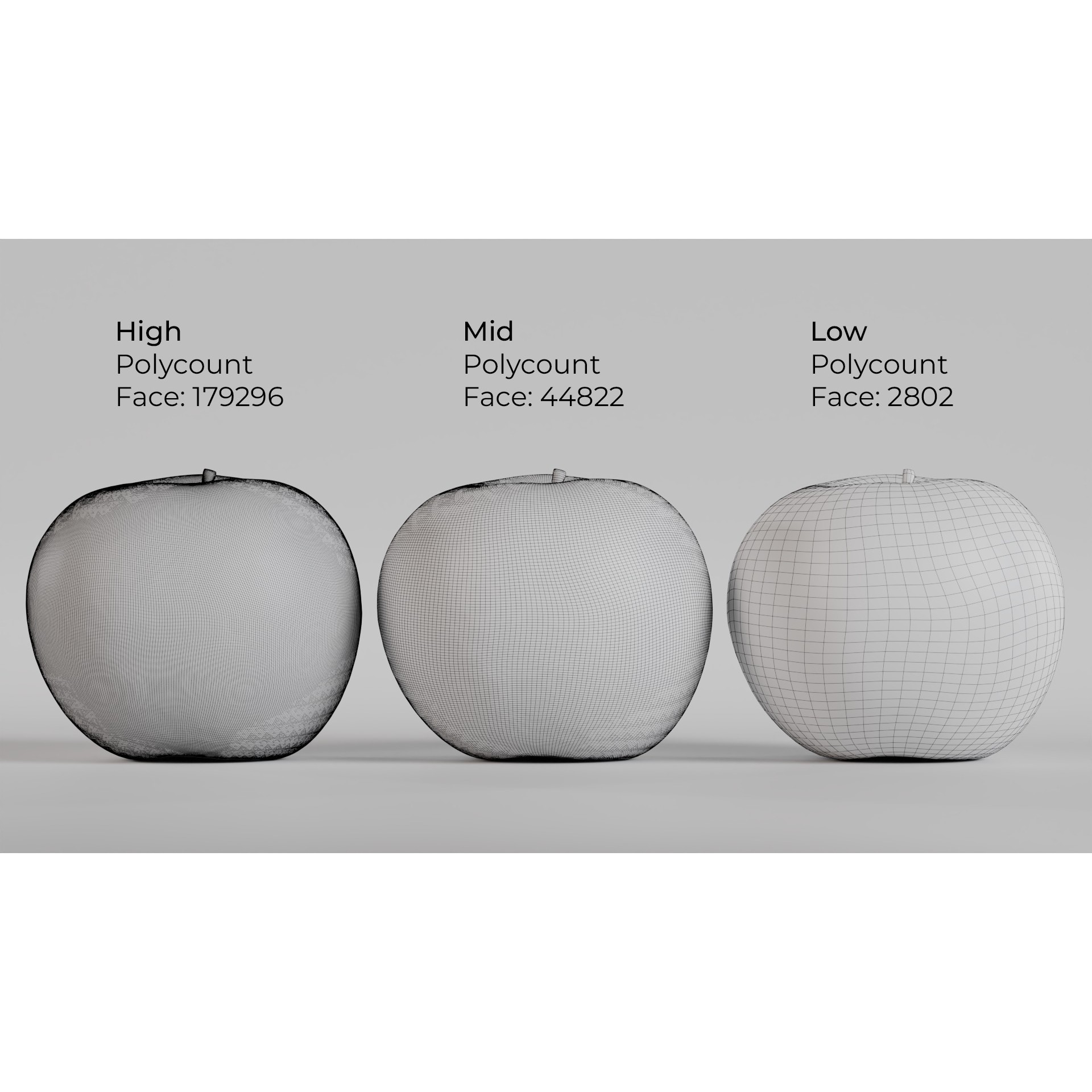 Green Apple - Low-Poly Game-Ready 3D Model - View 6