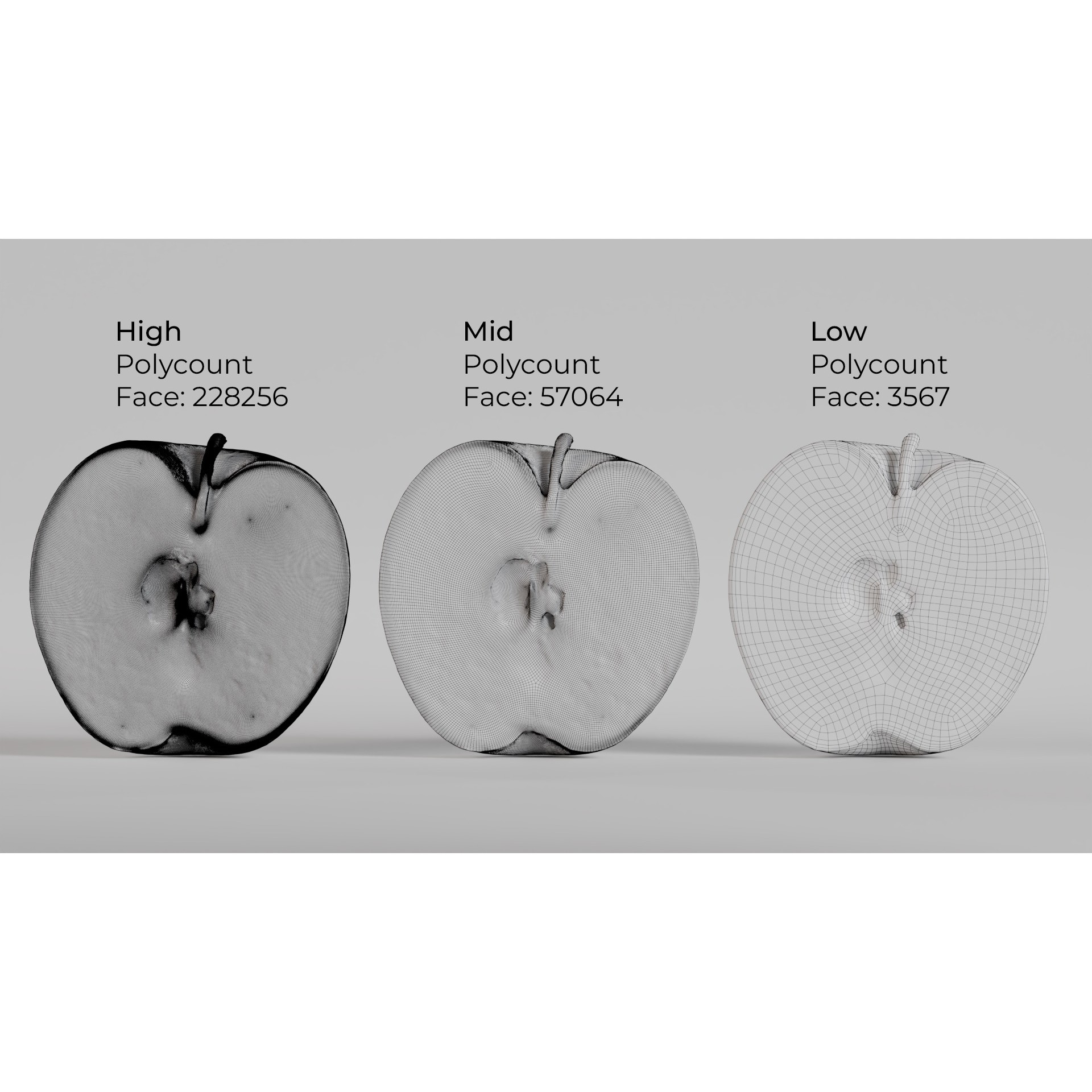 Green Apple - Low-Poly Game-Ready 3D Model - View 7