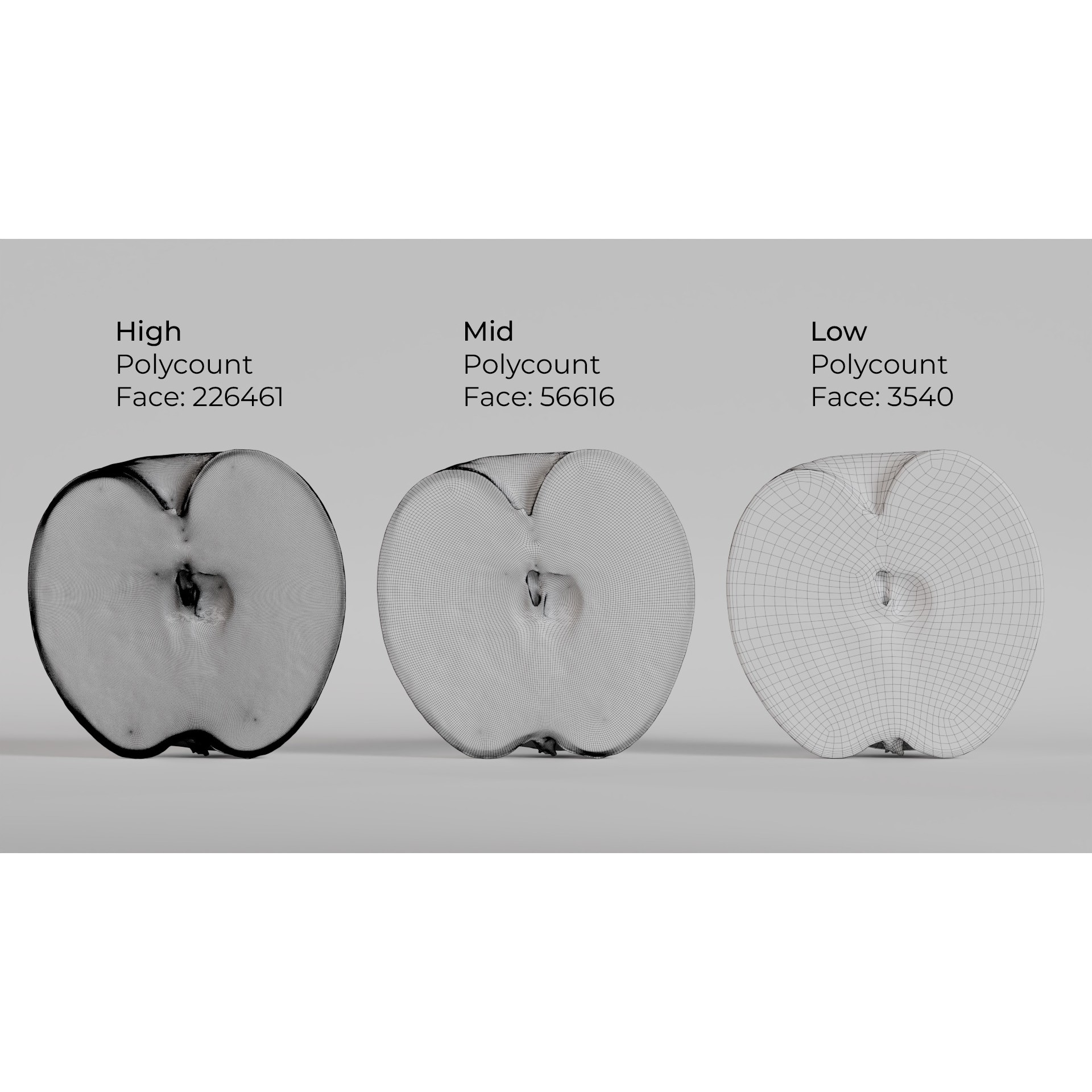 Green Apple - Low-Poly Game-Ready 3D Model - View 8