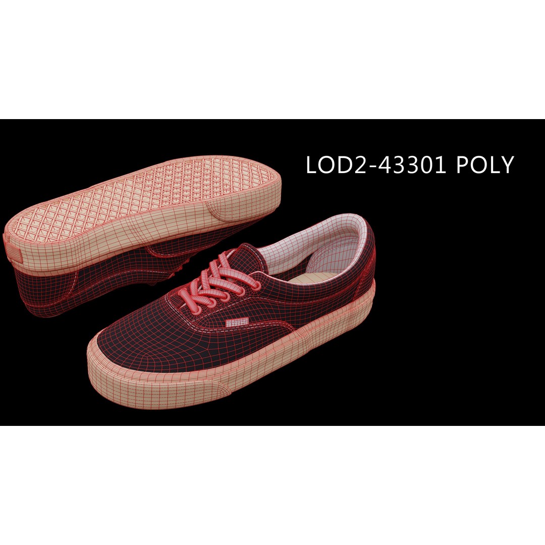 Vans Skater Shoe 3D Model – Low Poly Game Asset, FBX, PBR Textures - View 28