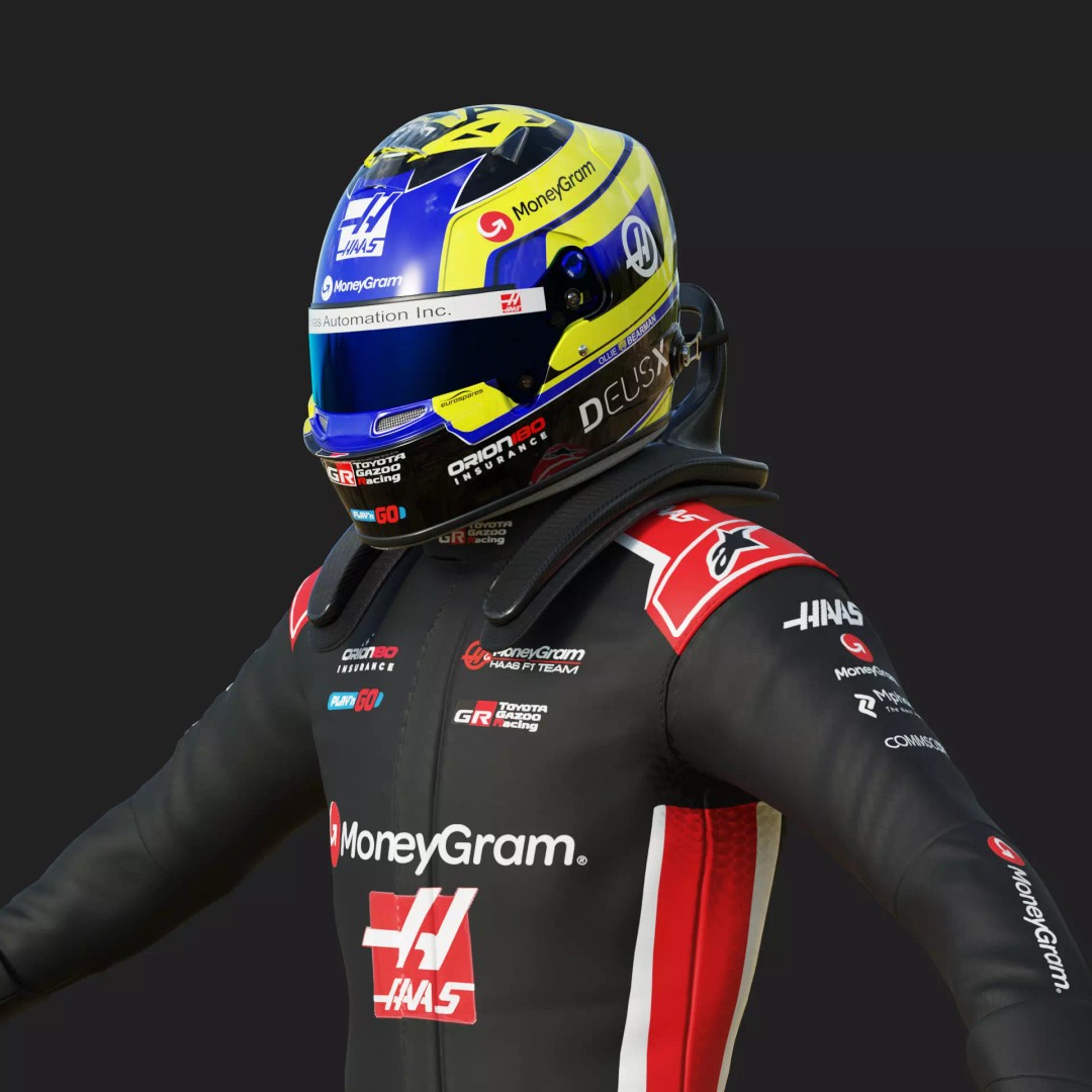 Haas Racing Suit 2025 3D Model – High Poly Game-Ready Asset, FBX, Blender - View 10