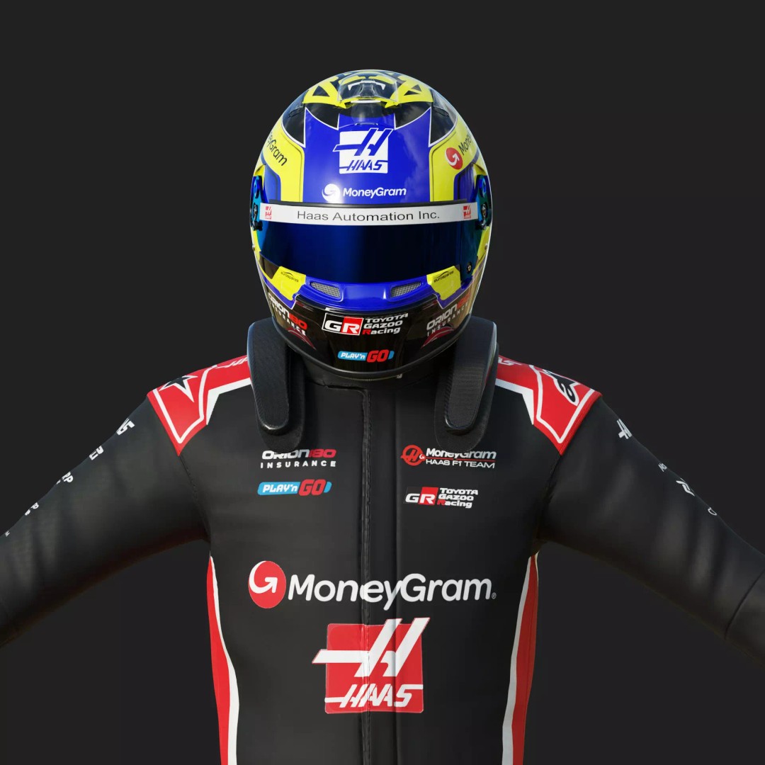 Haas Racing Suit 2025 3D Model – High Poly Game-Ready Asset, FBX, Blender - View 11