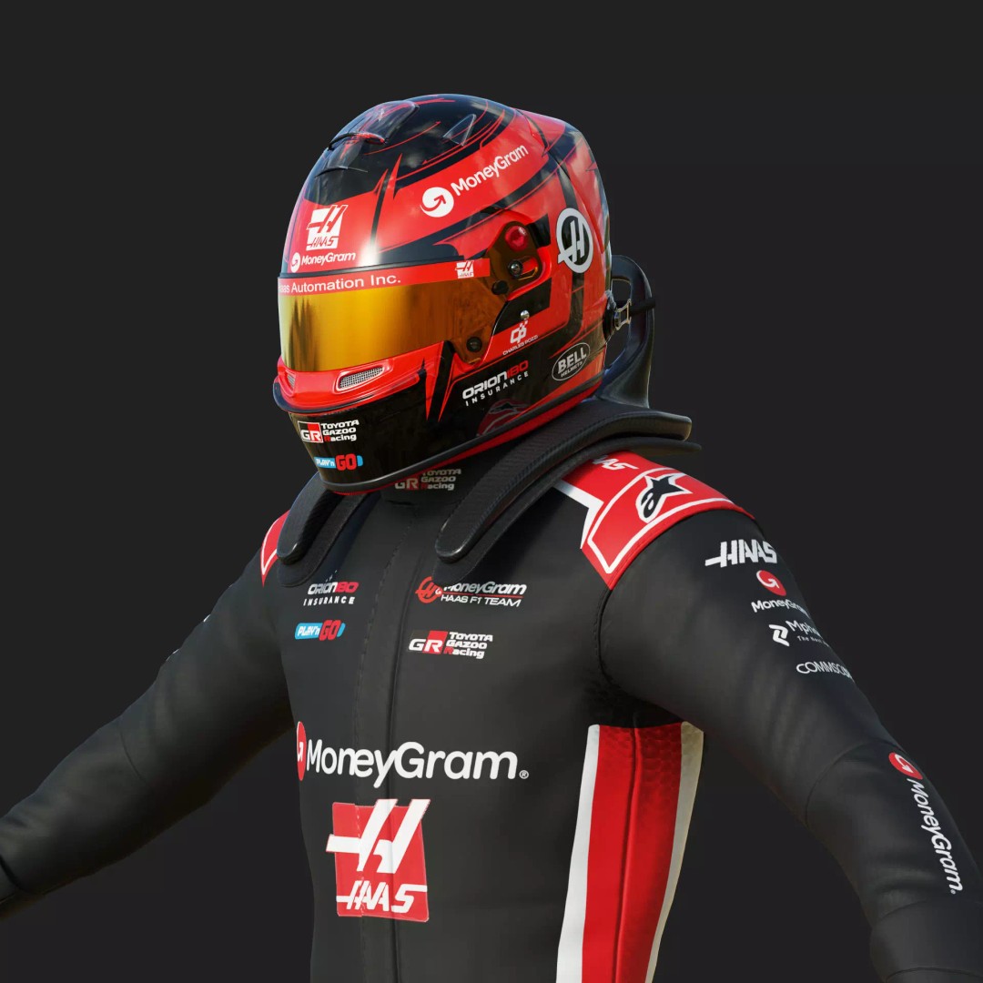 Haas Racing Suit 2025 3D Model – High Poly Game-Ready Asset, FBX, Blender - View 13