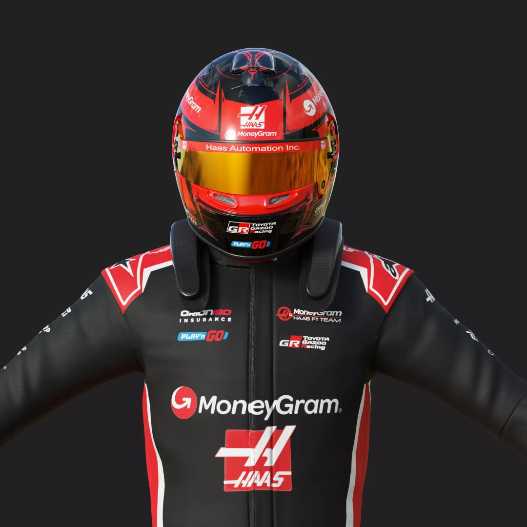 Haas Racing Suit 2025 3D Model – High Poly Game-Ready Asset, FBX, Blender - View 14