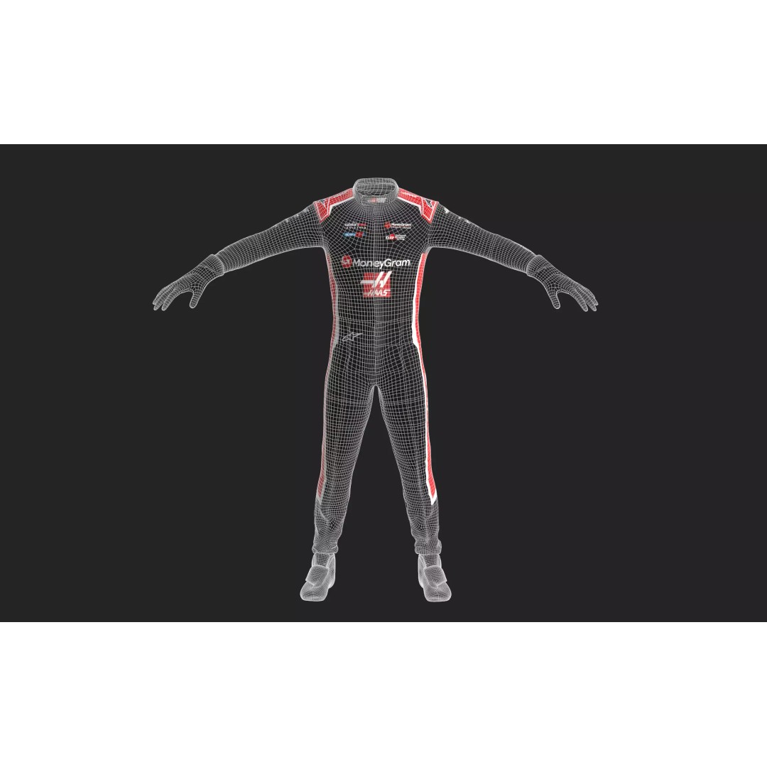 Haas Racing Suit 2025 3D Model – High Poly Game-Ready Asset, FBX, Blender - View 16