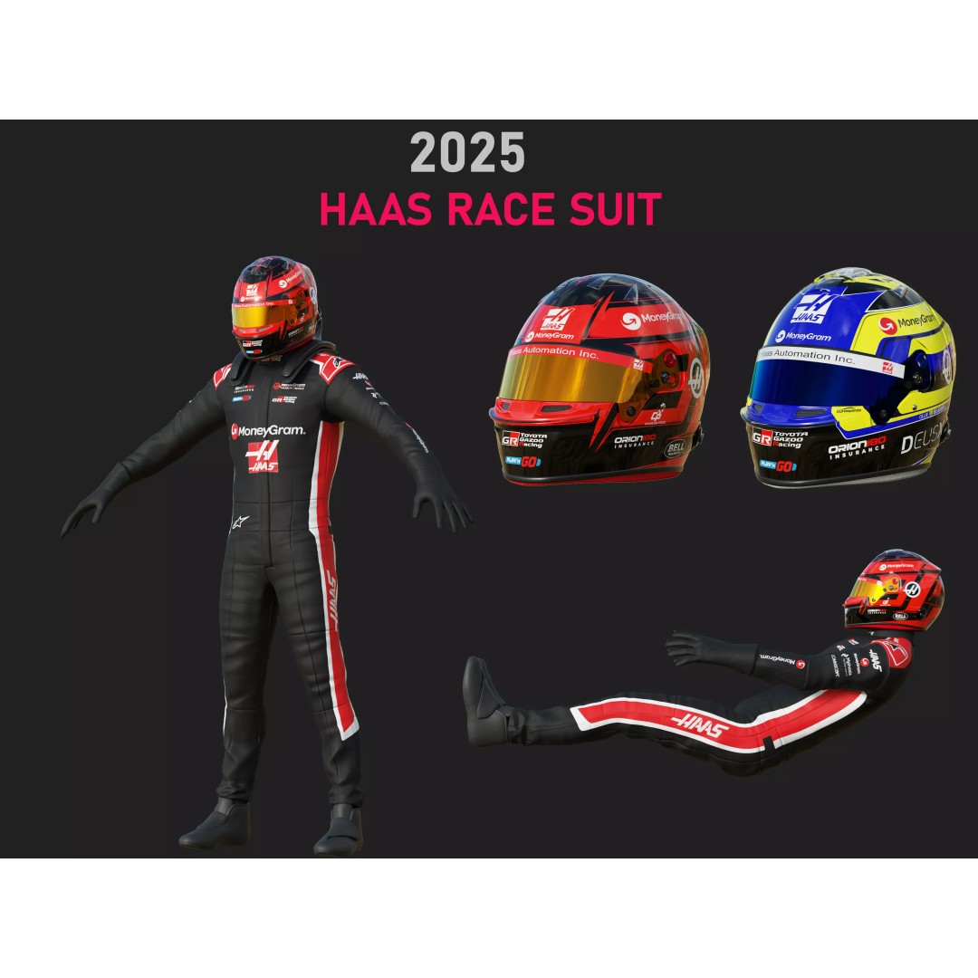 Haas Racing Suit 2025 3D Model – High Poly Game-Ready Asset, FBX, Blender - View 2