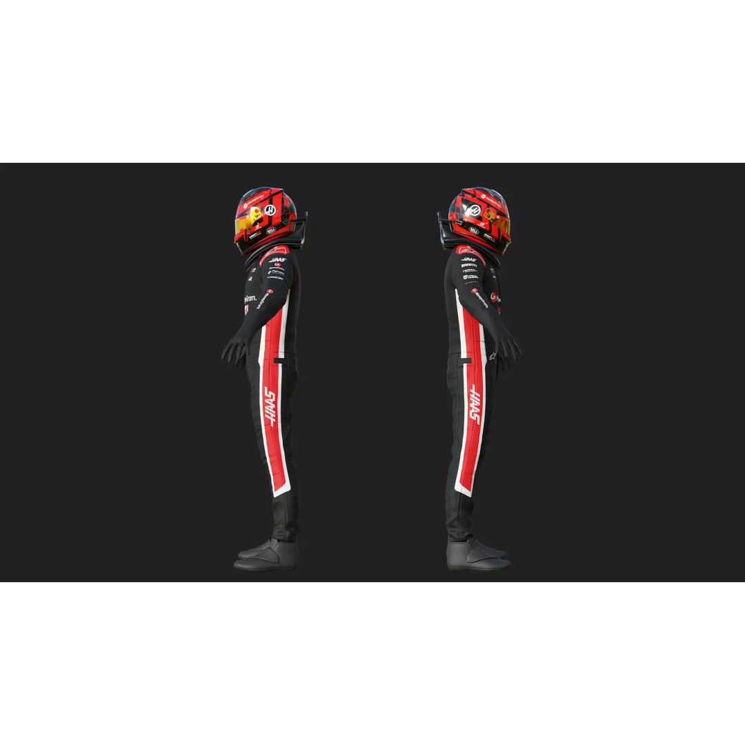 Haas Racing Suit 2025 3D Model – High Poly Game-Ready Asset, FBX, Blender - View 5