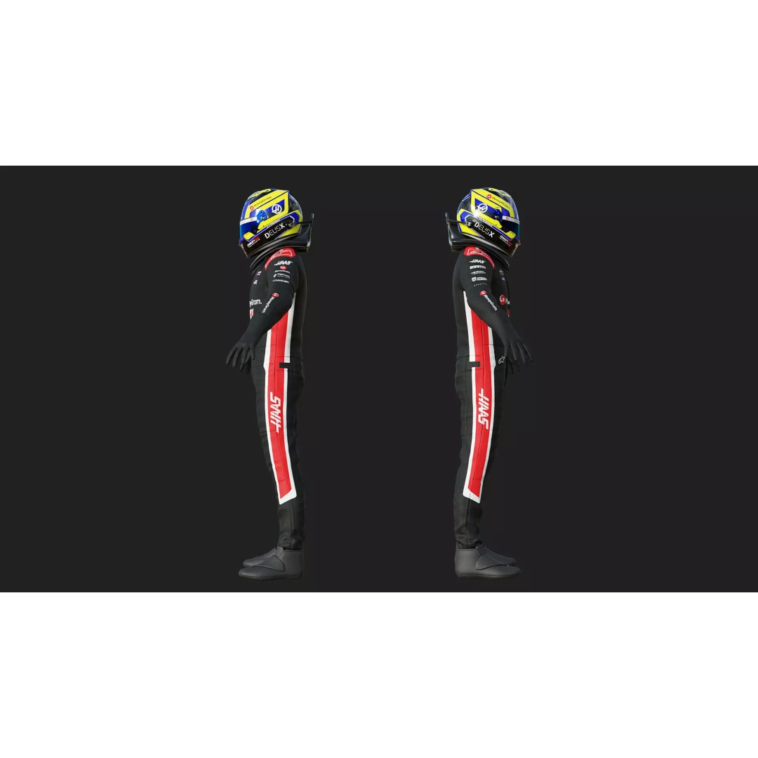 Haas Racing Suit 2025 3D Model – High Poly Game-Ready Asset, FBX, Blender - View 6