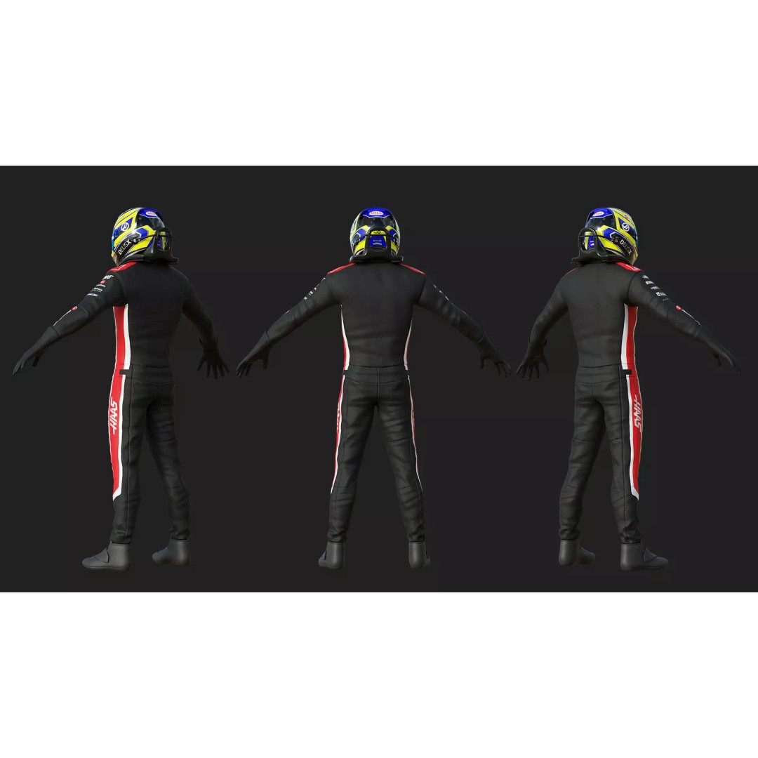 Haas Racing Suit 2025 3D Model – High Poly Game-Ready Asset, FBX, Blender - View 8